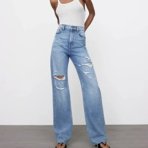 NWT Zara 90's Full Length Wide Leg High 